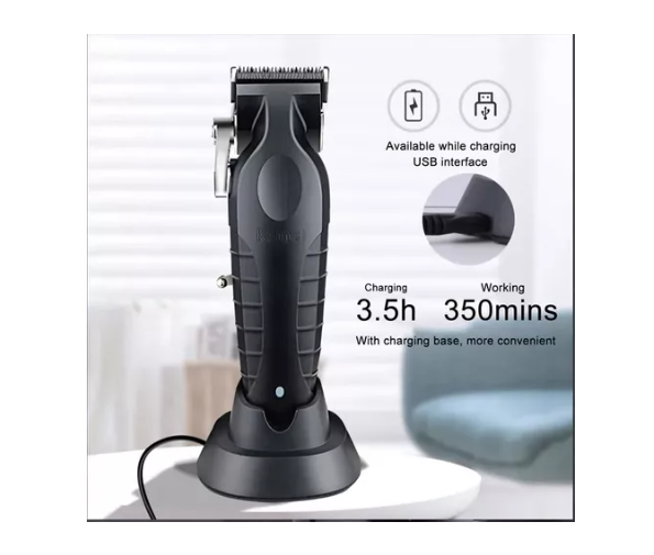 Maquina Kemei 2296 Cortapelo Inalambrica Con Base De Carga