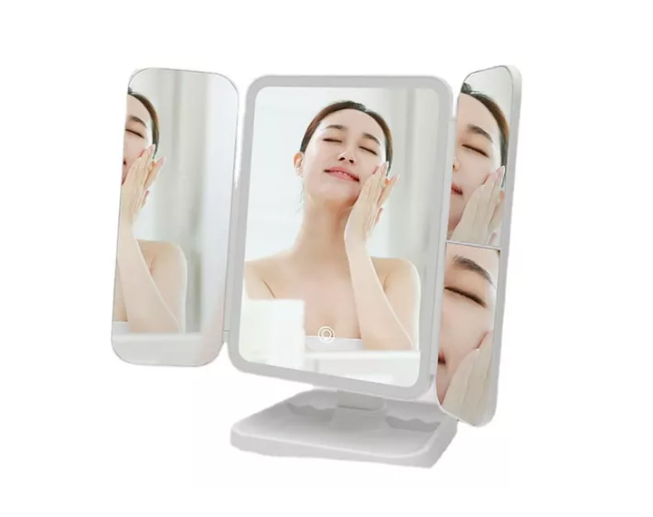 Espejo Tocador Maquillaje Profesional Aumento Led Plegable