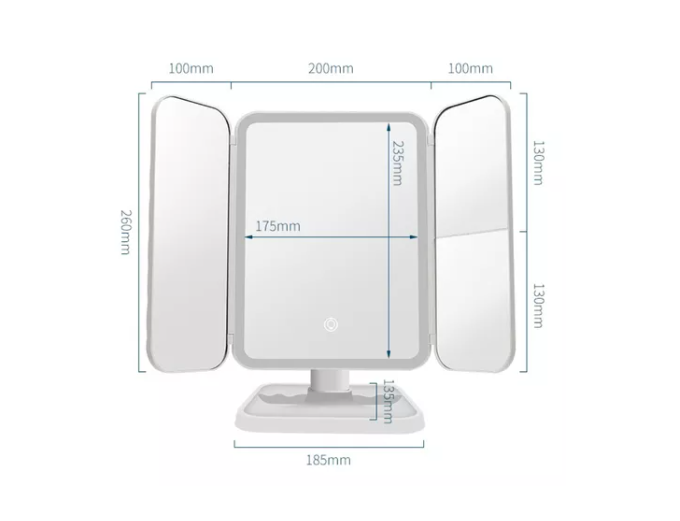 Espejo Tocador Maquillaje Profesional Aumento Led Plegable