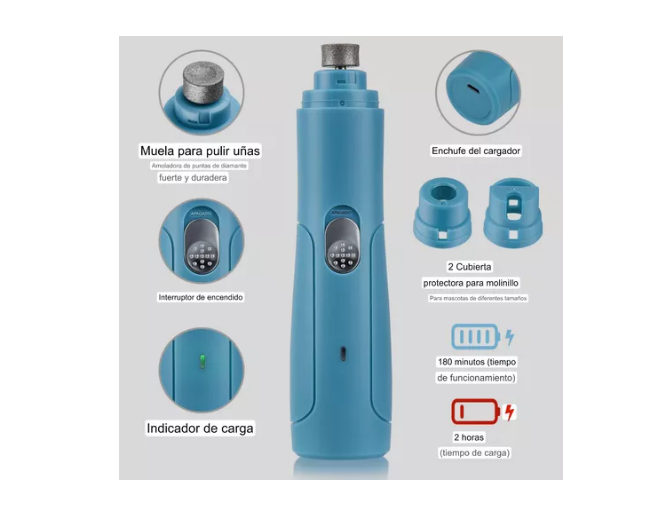 Kit Completo De Cortauñas Lima Eléctrica De Perro Y Mascotas