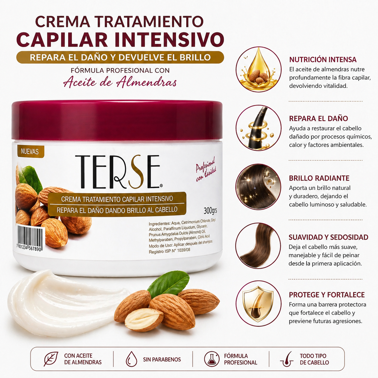 Crema Keratina De Coco / Palta / Argan 300 Gr MFlora (1 Unid