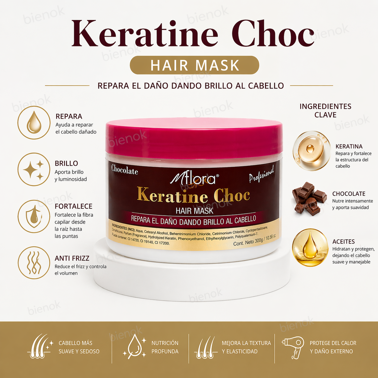 Crema Keratina De Coco / Palta / Argan 300 Gr MFlora (1 Unid
