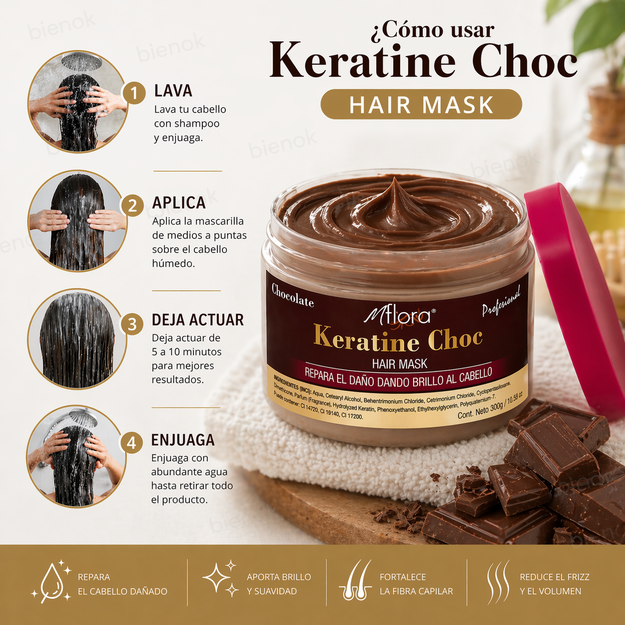 Crema Keratina De Coco / Palta / Argan 300 Gr MFlora (1 Unid