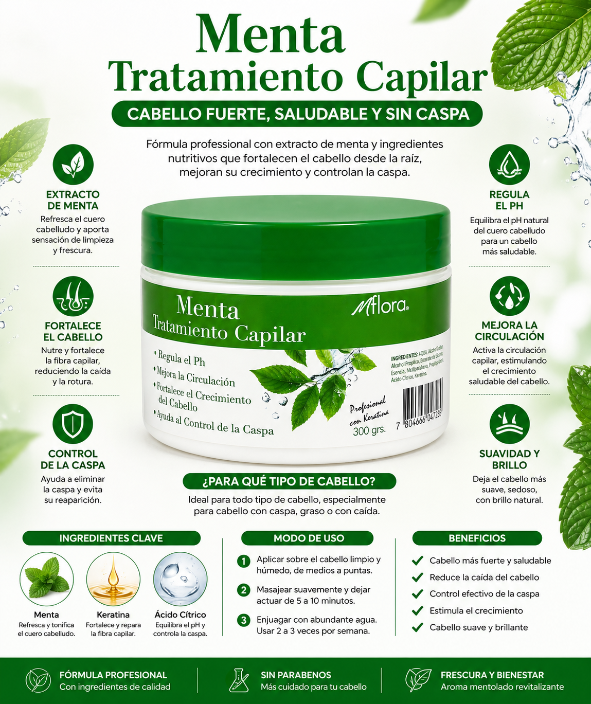 Crema Keratina De Coco / Palta / Argan 300 Gr MFlora (1 Unid