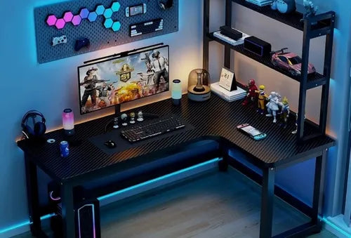 Escritorio Esquinero En Forma L Con Estantes 120cm