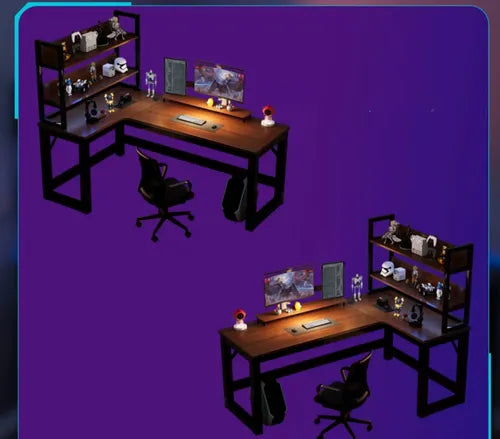 Escritorio Esquinero En Forma L Con Estantes 120cm