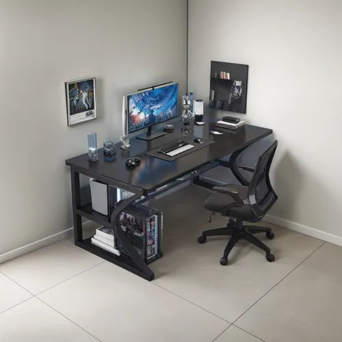 Escritorio De Oficina Moderno Con Estante Inferior 100x60cm