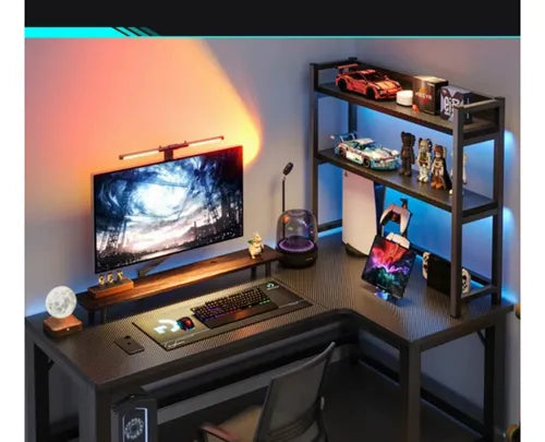 Escritorio Esquinero En Forma L Con Estantes 120cm