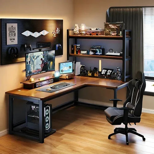 Escritorio Esquinero En Forma L Con Estantes 120cm