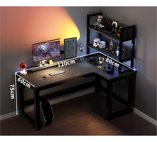 Escritorio Esquinero En Forma L Con Estantes 120cm