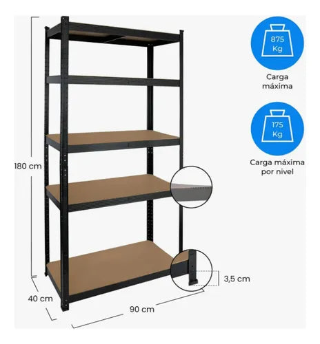 Repisa Estante Metalica Armable 180x90x40cm