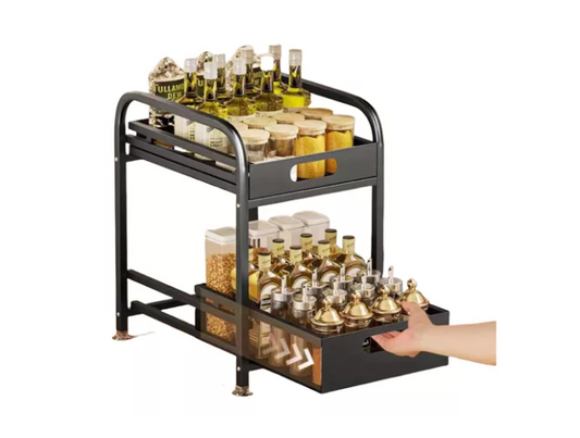 Organizador Estante De 2 Niveles Cocina Color Negro