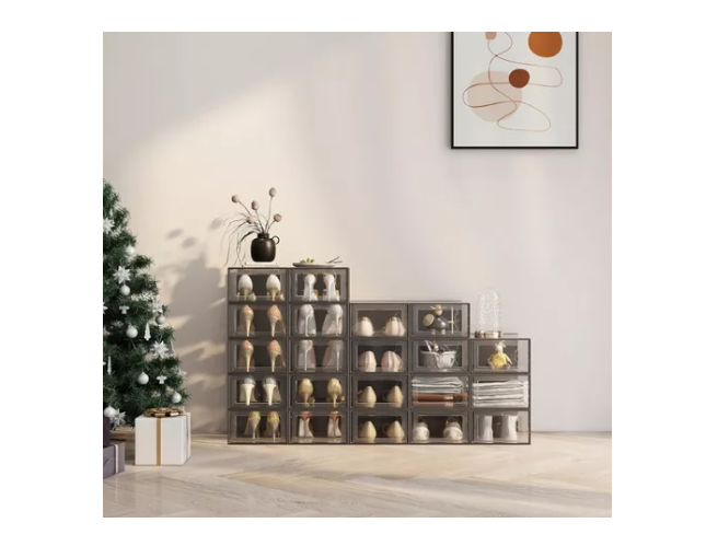 Set 4 Cajas Organizadoras De Zapatos Apilables Y Firme