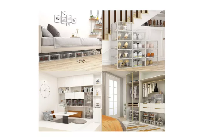 Set 4 Cajas Organizadoras De Zapatos Apilables Y Firme