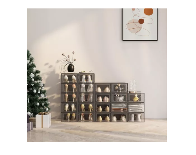 Set 4 Cajas Organizadoras De Zapatos Apilables Y Firme