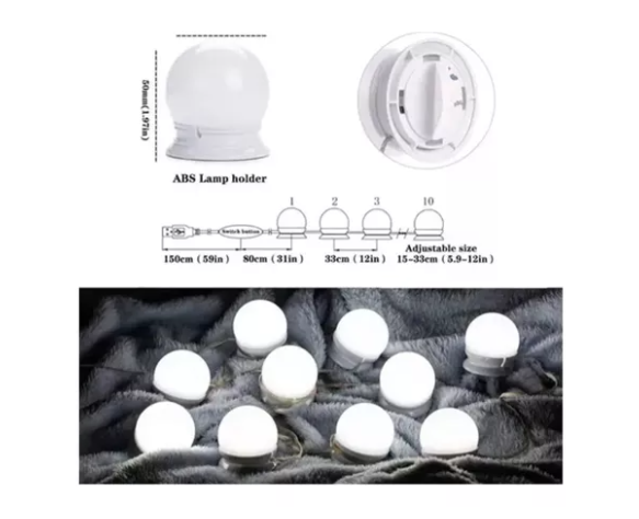 Luces Para Espejo Tocador Maquillaje 10 Led Bombillas