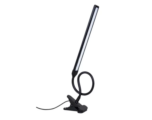 Lámpara Led Flexible Con Pinza Luz Regulable Para Lectura (Blanco / Negro)
