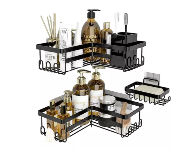 Set 3 Pzs Esquinero Organizador Ducha Baño Jabonera Adhesiva