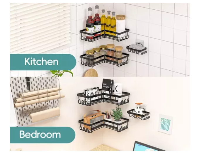 Set 3 Pzs Esquinero Organizador Ducha Baño Jabonera Adhesiva