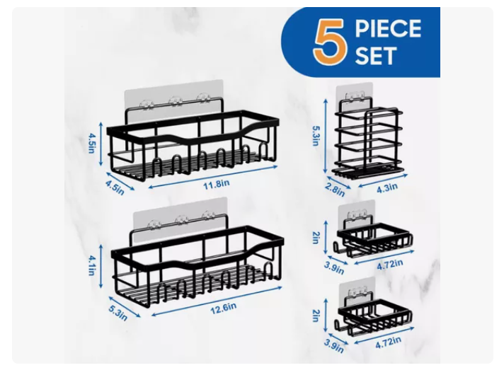 Set 5 Organizadores Esquineros De Ducha Colgadores Jaboneras
