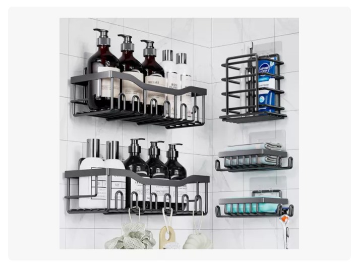 Set 5 Organizadores Esquineros De Ducha Colgadores Jaboneras