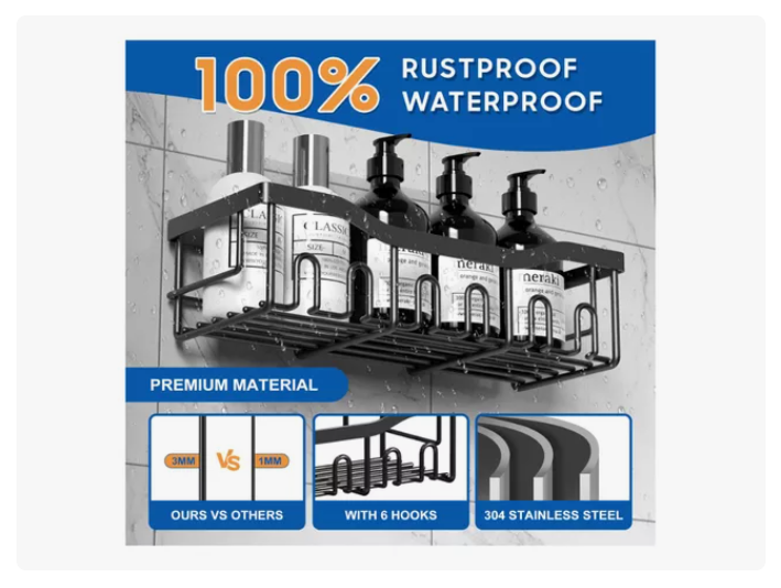 Set 5 Organizadores Esquineros De Ducha Colgadores Jaboneras