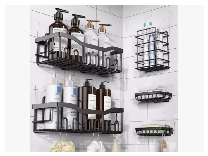 Set 5 Organizadores Esquineros De Ducha Colgadores Jaboneras