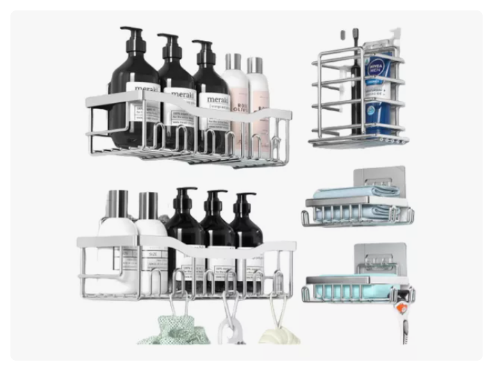 Set 5 Organizadores Esquineros De Ducha Colgadores Jaboneras