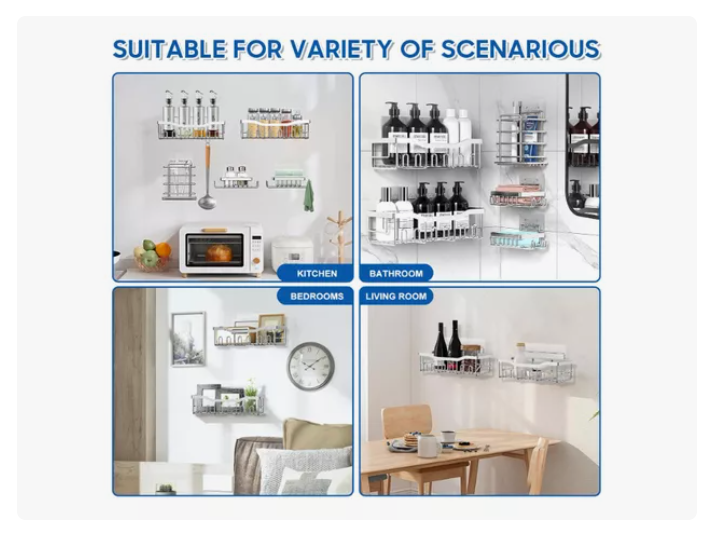 Set 5 Organizadores Esquineros De Ducha Colgadores Jaboneras