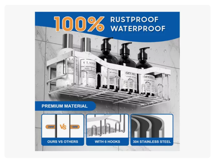 Set 5 Organizadores Esquineros De Ducha Colgadores Jaboneras