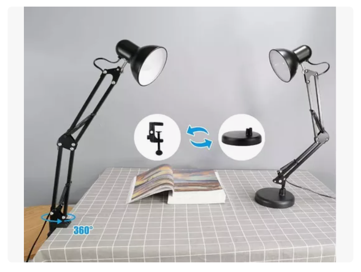 Lámpara Brazo Flexible Escritorio Estudio Base De Mesa Clip