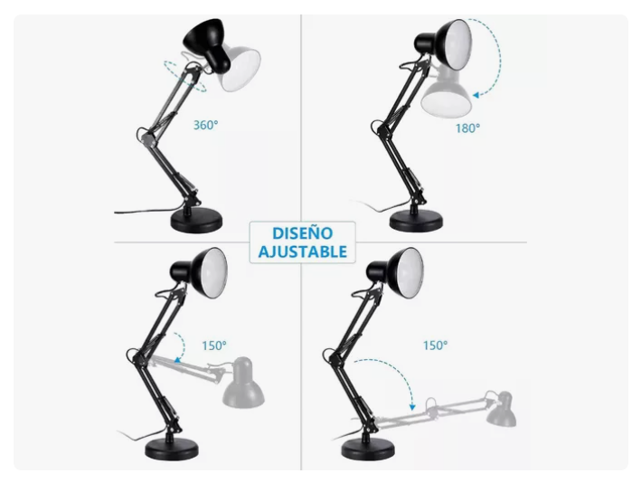 Lámpara Brazo Flexible Escritorio Estudio Base De Mesa Clip