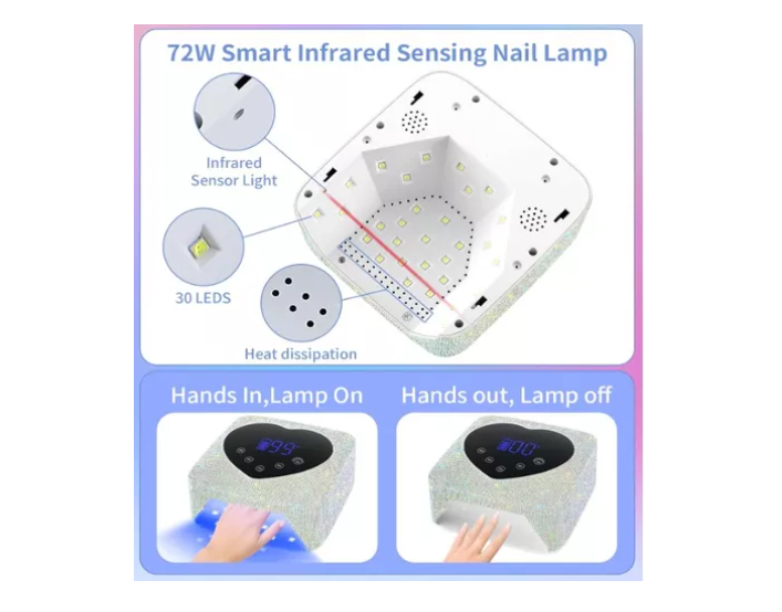 Lámpara De Uñas Led 72w Inalámbrica Recargable Luz Uv Led