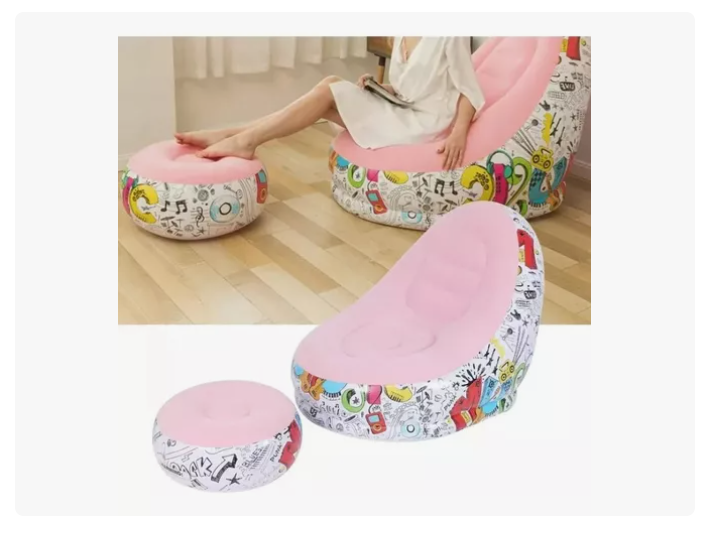 Sofá Tumbona Inflable Con Reposa Pies Y Inflador Incluido
