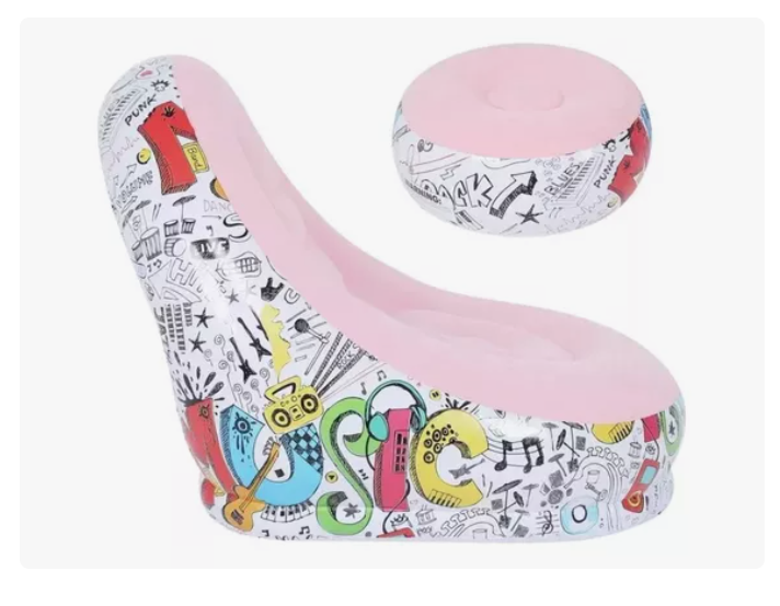 Sofá Tumbona Inflable Con Reposa Pies Y Inflador Incluido