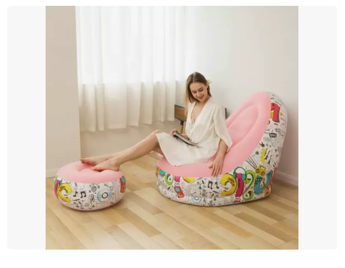 Sofá Tumbona Inflable Con Reposa Pies Y Inflador Incluido
