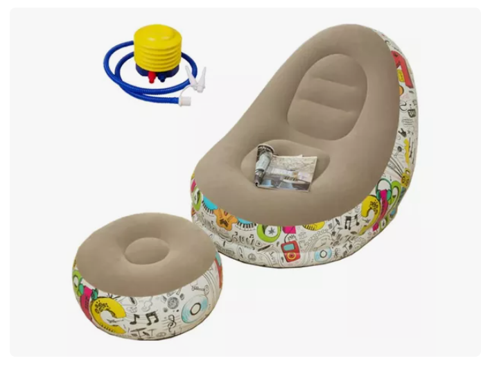 Sofá Tumbona Inflable Con Reposa Pies Y Inflador Incluido