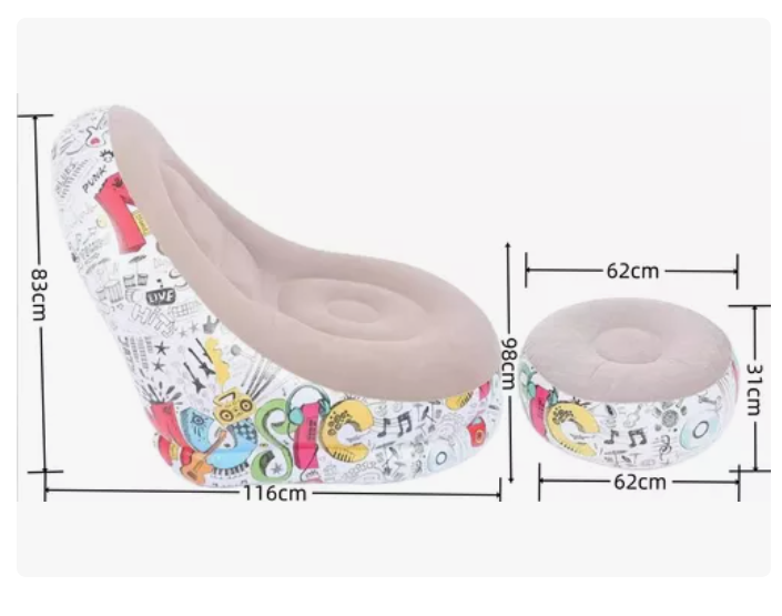 Sofá Tumbona Inflable Con Reposa Pies Y Inflador Incluido