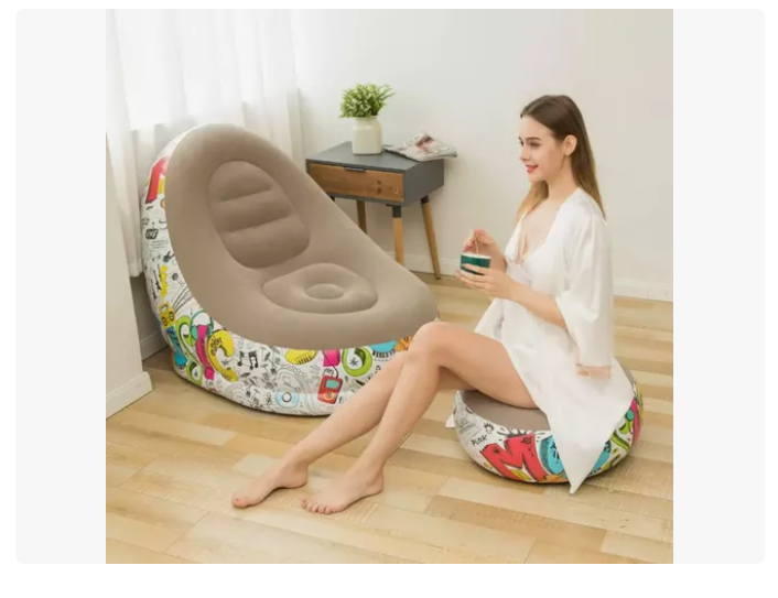 Sofá Tumbona Inflable Con Reposa Pies Y Inflador Incluido