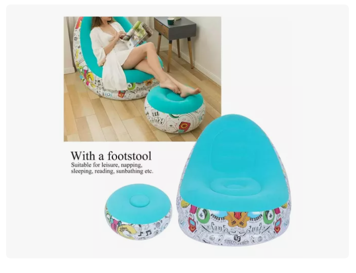 Sofá Tumbona Inflable Con Reposa Pies Y Inflador Incluido