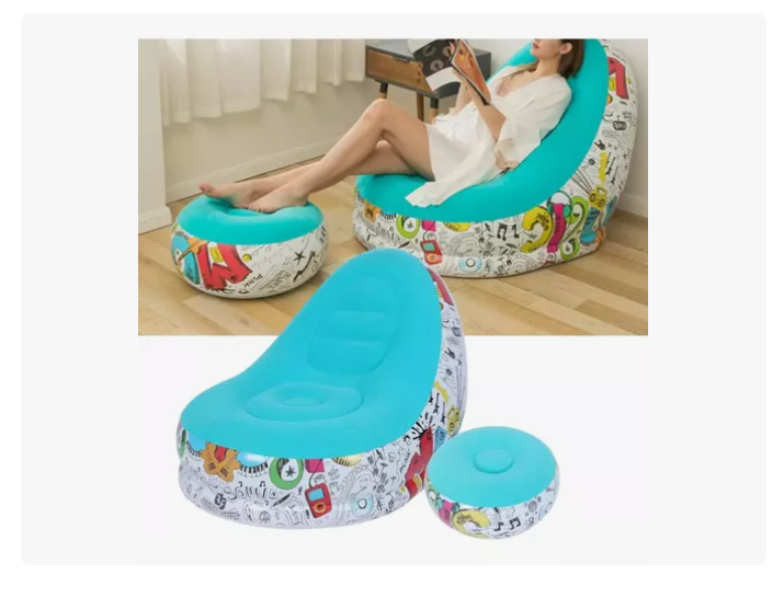Sofá Tumbona Inflable Con Reposa Pies Y Inflador Incluido