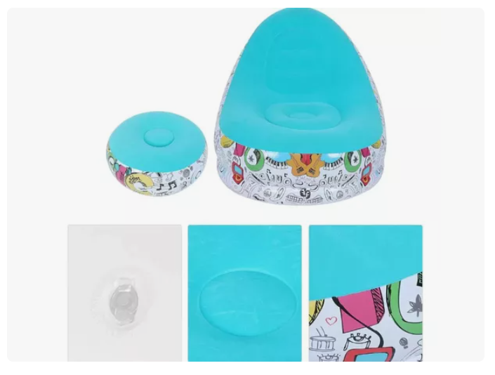 Sofá Tumbona Inflable Con Reposa Pies Y Inflador Incluido