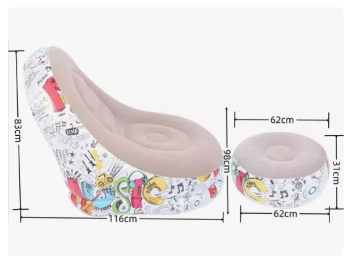 Sofá Tumbona Inflable Con Reposa Pies Y Inflador Incluido