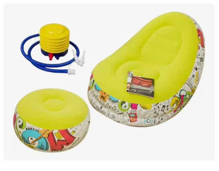 Sofá Tumbona Inflable Con Reposa Pies Y Inflador Incluido