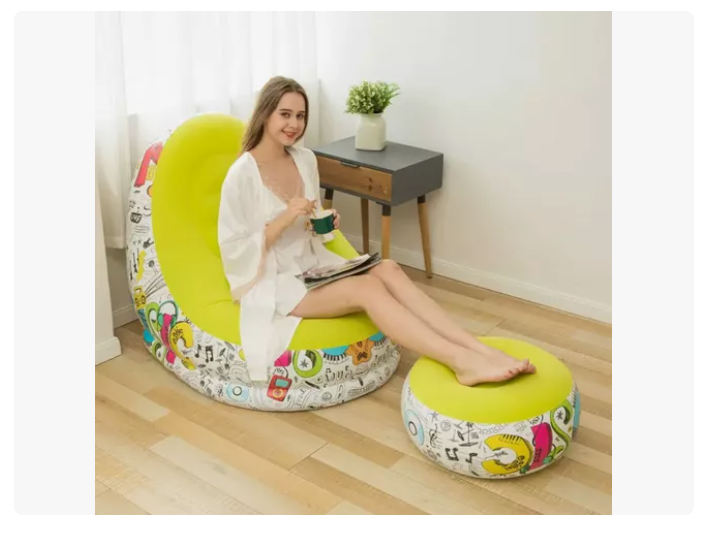 Sofá Tumbona Inflable Con Reposa Pies Y Inflador Incluido