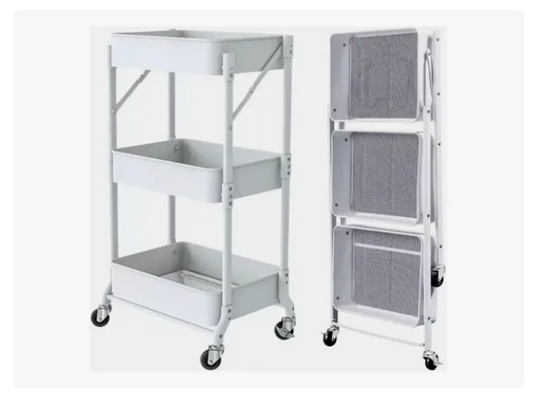 Organizador Carro Plegable Multiuso De 3 Niveles Con Ruedas