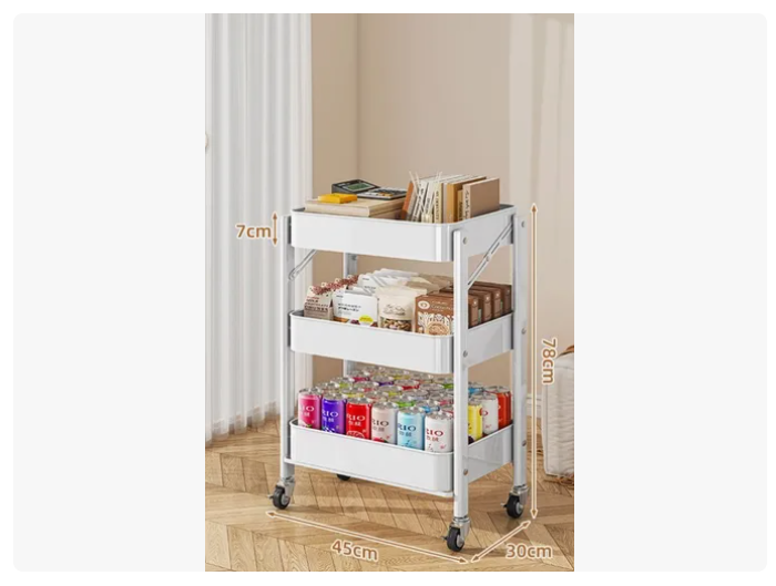 Organizador Carro Plegable Multiuso De 3 Niveles Con Ruedas