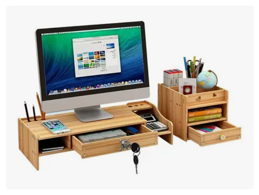 Elevador Base Soporte Monitor + Organizador De Escritorio