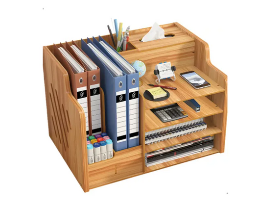 Organizador Libro Carpetas Madera Oficina Con Porta Lapiz