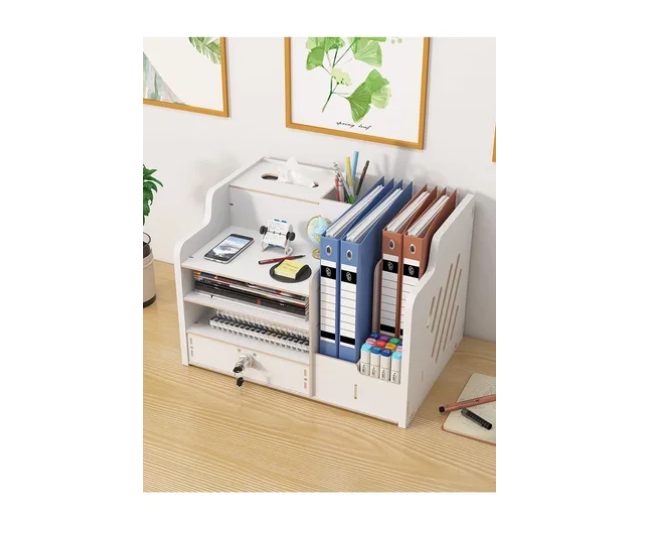 Organizador Libro Carpetas Madera Oficina Con Porta Lapiz